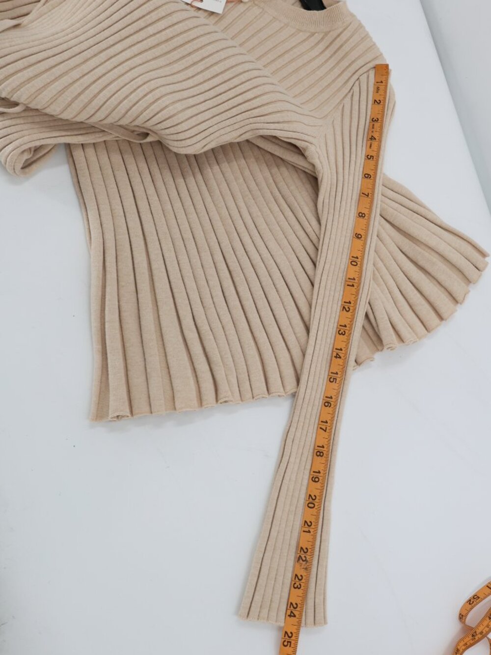 NWT Quince Midi Dress Women medium Cotton Cashmere Ribbed long sleeve Oatmeal - Picture 10 of 12